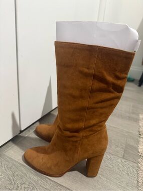 Polo by Ralph Lauren Tall Suede Boots in Cognac Brown